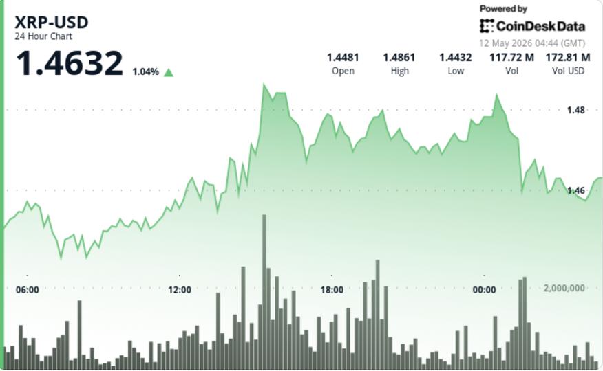 Ripple bağlantılı XRP, kırılma girişiminin azalmasıyla birlikte 1,46 dolar civarında seyrediyor