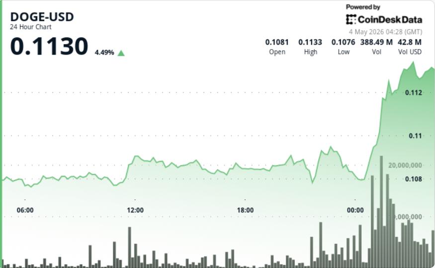 Bitcoin yükseldikçe Dogecoin %4 artışla büyükler arasında kazançlara öncülük etti